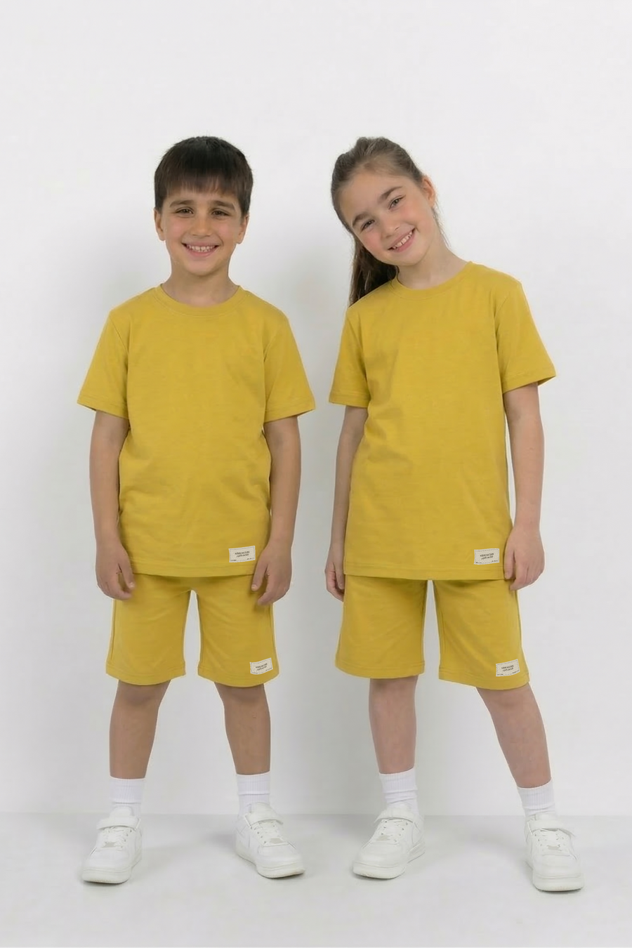Yellow Unisex Cotton Lycra Co-ord Set | T-Shirt & Short