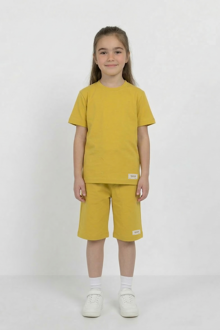 Yellow Unisex Cotton Lycra Co-ord Set | T-Shirt & Short